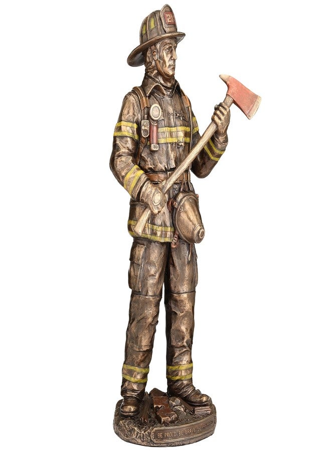 Unicorn Studio Veronese Design 12 1/4 Inch Firefighter Be Proud Brave and Prepared Cold Cast Resin Bronze Finish Sculpture - Image 2