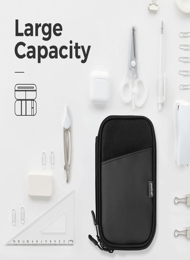 pack all Pencil Pen Case, Portable Pencil Pouch with Zipper, Compact Stationery Bag Makeup Bag, Pencil Bag for Home Office(Black) - Image 3