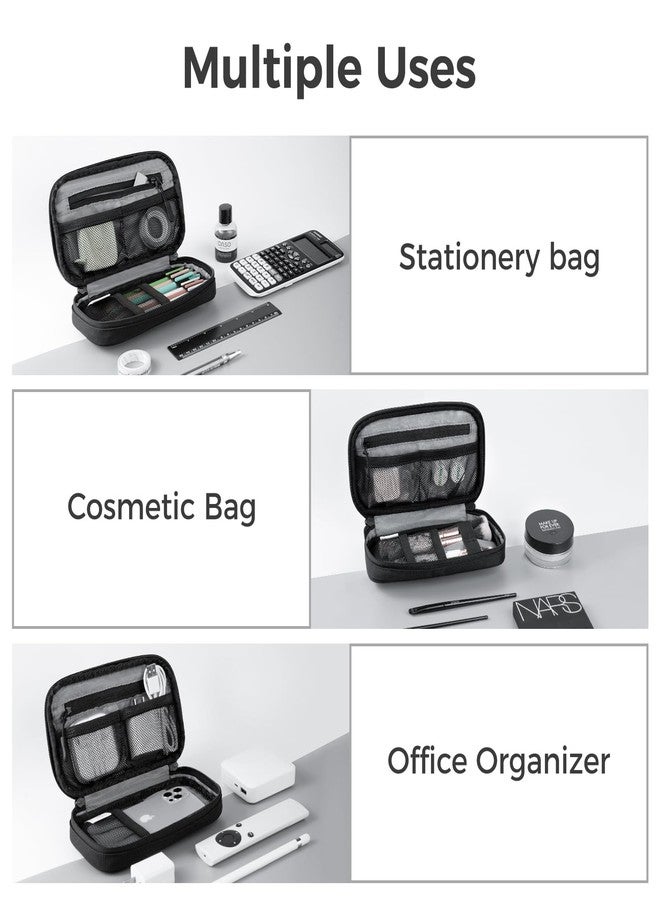 pack all Pencil Pen Case, Portable Pencil Pouch with Zipper, Compact Stationery Bag Makeup Bag, Pencil Bag for Home Office(Black) - Image 4