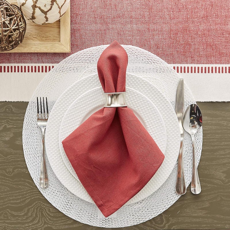 DII Dobby Stripe Woven Table Runner, 13x108-inch, Barn Red - Image 4