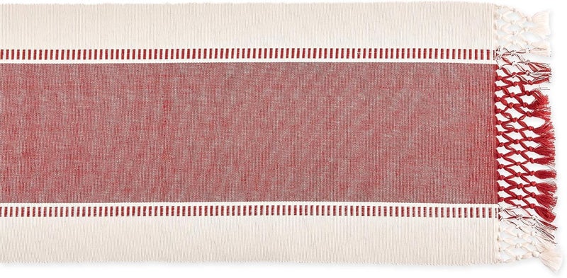 DII Dobby Stripe Woven Table Runner, 13x108-inch, Barn Red - Image 2