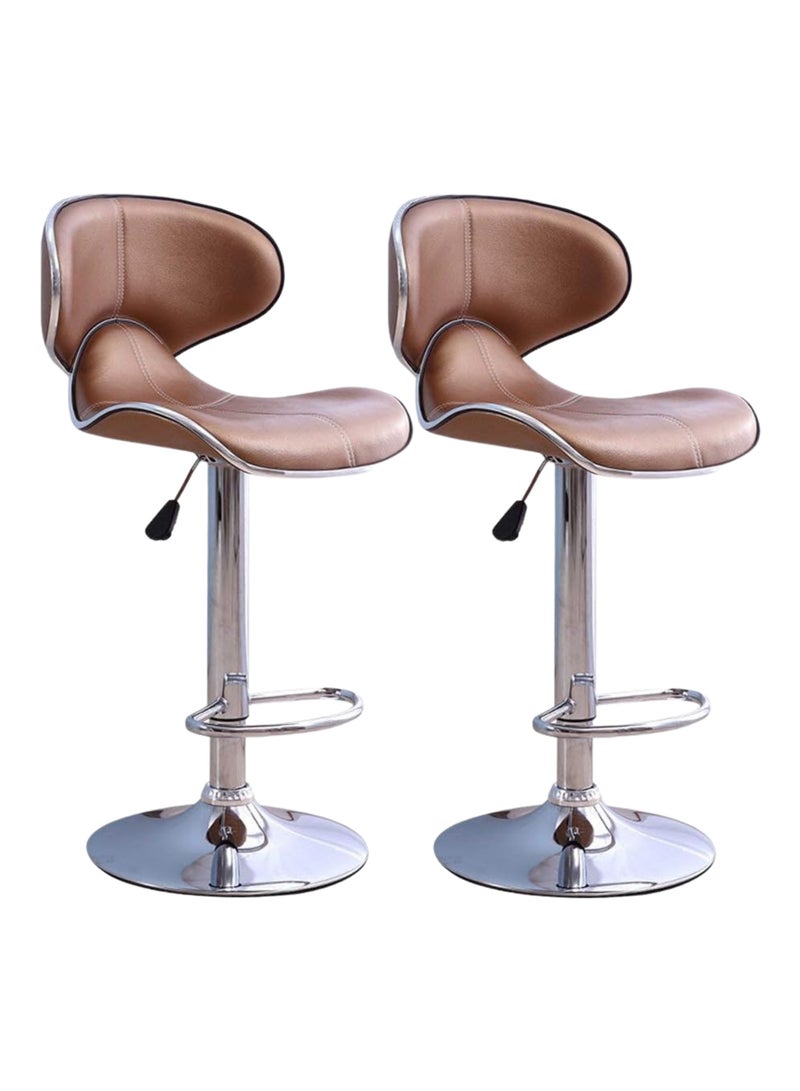 بكسل للأثاث مجموعة 2 كرسي بار من بكسل الأثاث قابل للتعديل بتصميم عصري ونمط دوار من الجلد لمطبخ المنزل بمسند للظهر والقدمين - Image 1