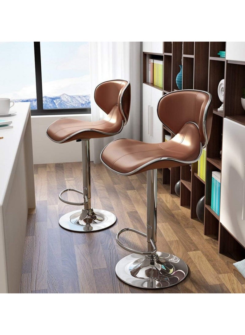 بكسل للأثاث مجموعة 2 كرسي بار من بكسل الأثاث قابل للتعديل بتصميم عصري ونمط دوار من الجلد لمطبخ المنزل بمسند للظهر والقدمين - Image 4