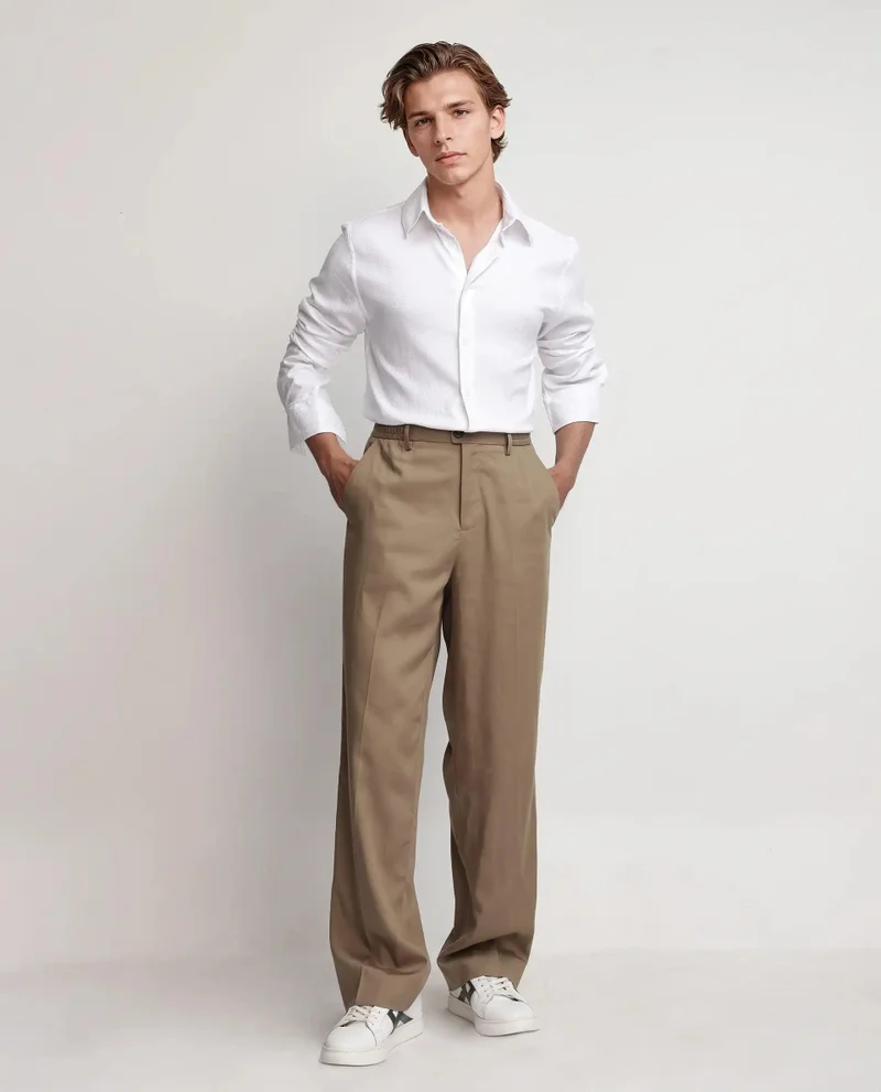 Rare Rabbit Men's Dobby Weave Solid Shirt