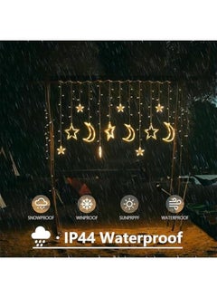 Generic 3.5M 11.4ftLED Star Moon Curtain, Decorative Starry String Curtain Lights Moons and Stars LED Night Light for Ramadan He Decoration Party, USB and Battery Box Powered (Warm White) (Starmoon)  - Image 4