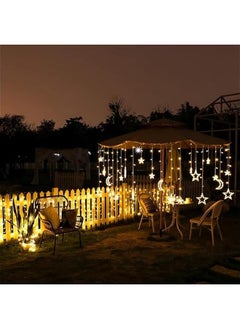 Generic 3.5M 11.4ftLED Star Moon Curtain, Decorative Starry String Curtain Lights Moons and Stars LED Night Light for Ramadan He Decoration Party, USB and Battery Box Powered (Warm White) (Starmoon)  - Image 5