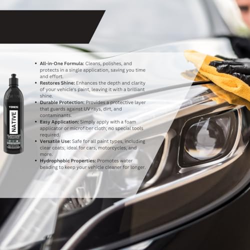 Vonixx Native Brazilian Carnauba Cleaner Wax - 500ml | Premium Carnauba Wax for Deep Shine & High Beading Effect | Ready to Use | Ideal for Paint Black Piano Surfaces and Chrome - Image 3