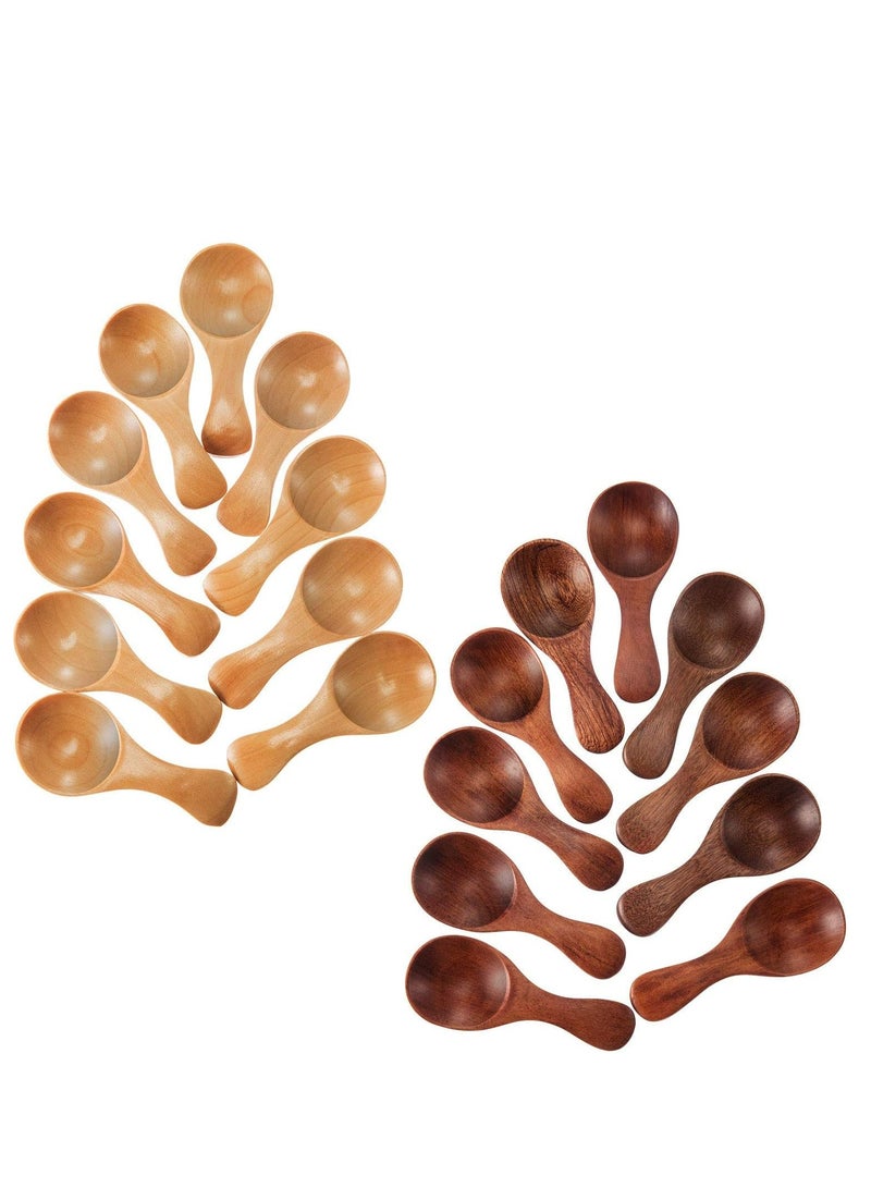 Oasisgalore 20-Pack Mini Wooden Spoons for Condiments Sugar Honey, Teaspoon for Coffee, Jam, Ice Cream - Image 1
