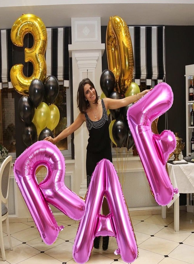 TONIFUL 40 Inch Large Rose Red Letter A Balloons Giant Alphabet Hot Pink Letter Balloons,Foil Mylar Big Balloons for Birthday Party Anniversary Supplies Decorations - Image 4