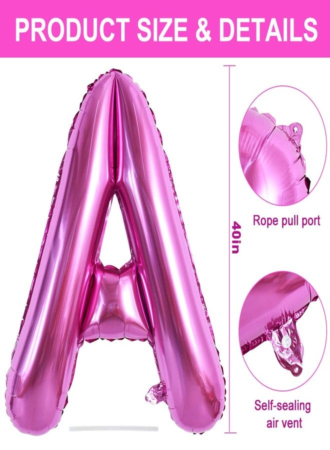 TONIFUL 40 Inch Large Rose Red Letter A Balloons Giant Alphabet Hot Pink Letter Balloons,Foil Mylar Big Balloons for Birthday Party Anniversary Supplies Decorations - Image 2
