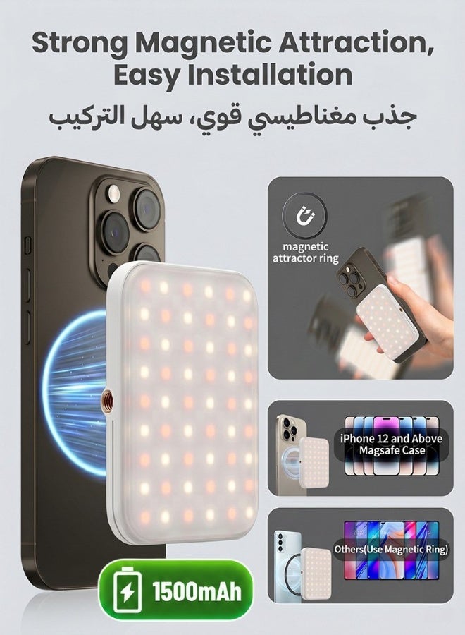 ZAFRA 95 LED RGB Video Light with Magsafe, Rechargeable Magnetic, USB-C Charging, 2700-6500K 9 Light Modes, RGB Photography Light Clip on Phone Laptop, Pocket LED Phone Light for Video Conference,TikTok,Youtube, Selfie, Live Streaming - Image 3