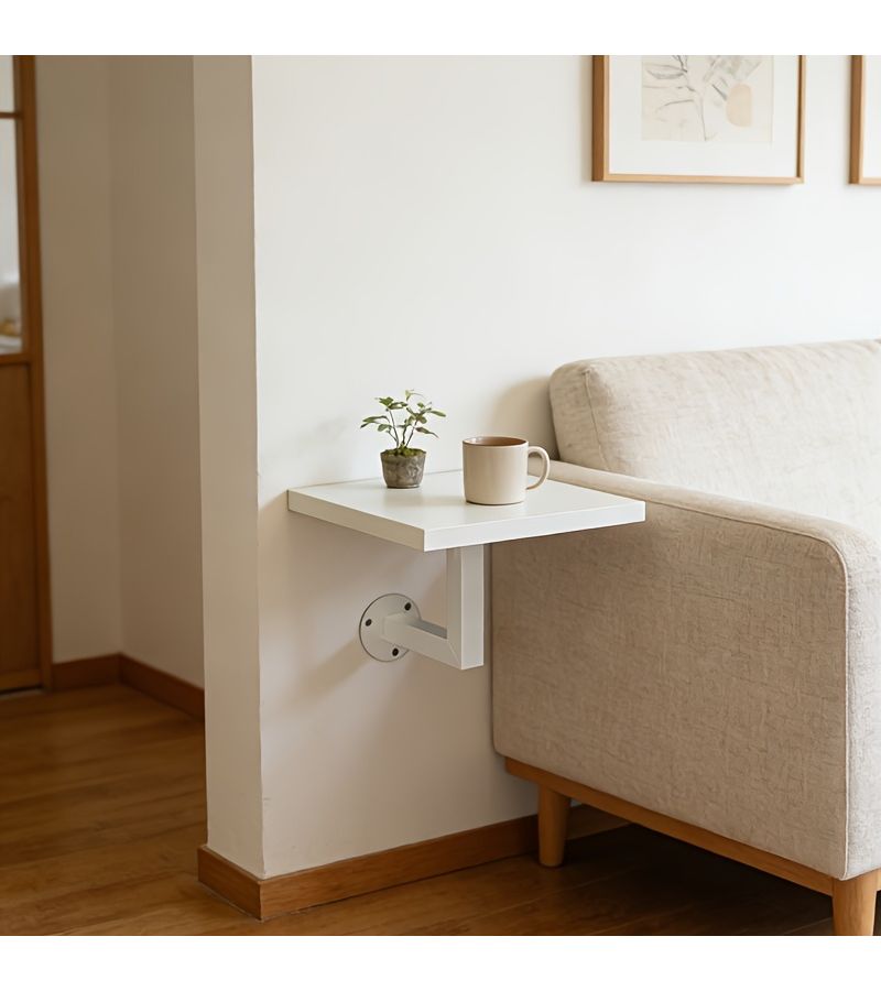 Black Floating Wall Mounted Side Table Space Saving Sturdy Wall Shelf Minimalist Modern Nightstand For Bedroom Sofa Side Table Entryway Bathroom Organizer Small Spaces - Image 2
