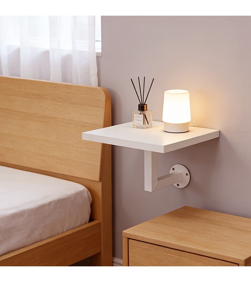 Black Floating Wall Mounted Side Table Space Saving Sturdy Wall Shelf Minimalist Modern Nightstand For Bedroom Sofa Side Table Entryway Bathroom Organizer Small Spaces - Image 5