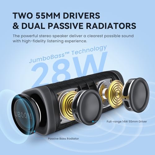 EarFun Bluetooth Speaker, UBOOM L Portable Speaker 28W Loud Stereo Sound, Rich Bass, IP67 Waterproof & Dustproof, Dual Pairing, Built-in Mic, Low Latency, Wireless Speaker for Party, Indoor & Outdoor - Image 5