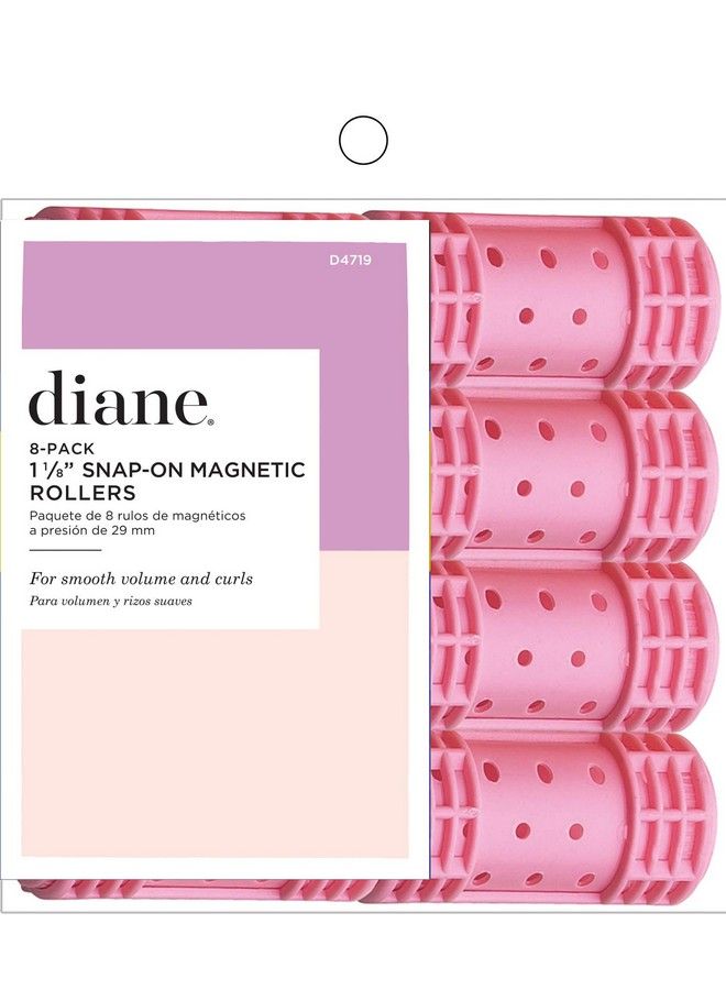 Diane Snapon Magnetic Rollers Pack Of 8 Hair Curlers For Women And Girls Small Diameter Pink D4719 8 Count (Pack Of 1) - Image 1