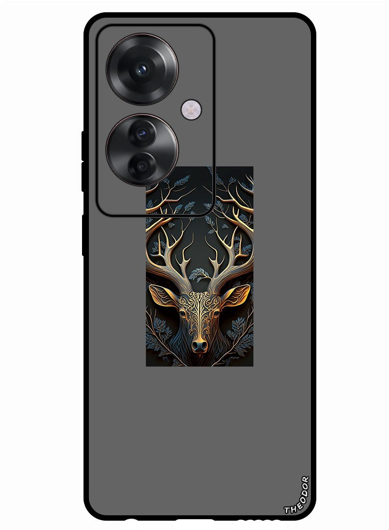 Theodor Protective Case Anti Scratch Shock Proof Bumper Cover For Oppo Reno 11F Deer Head - Image 1