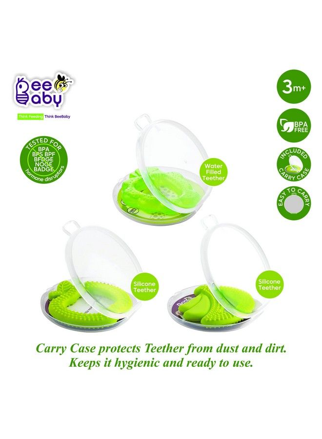 Beebaby Fruit Shape Soft Silicone & Water Filled Teethers Combo With Carrying Case. 100% Bpa Free. 100% Food Grade. (Green Grapes Green Banana & Green Apple) 3 Months + - Image 3