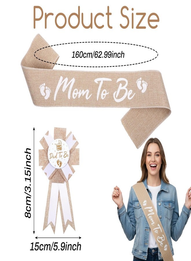 Yuanchu Boho Mom to Be Sash Daddy to Be Badge Pins, Baby Shower Decorations Rustic Gender Reveal Party Decoration Photo Props Pregnant Corsage Pin Set for Pregnant Mommy Gift - Image 2