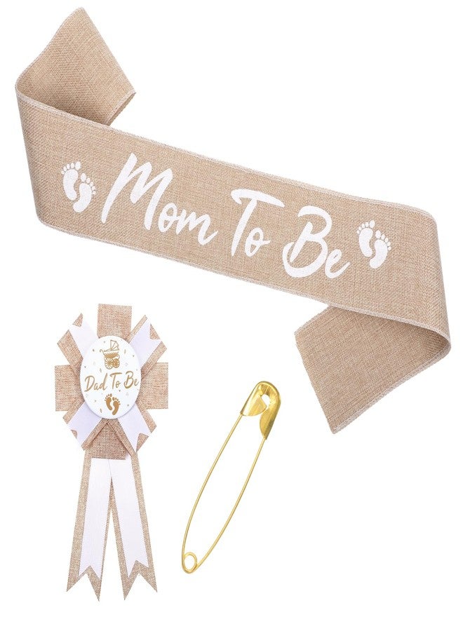 Yuanchu Boho Mom to Be Sash Daddy to Be Badge Pins, Baby Shower Decorations Rustic Gender Reveal Party Decoration Photo Props Pregnant Corsage Pin Set for Pregnant Mommy Gift - Image 1