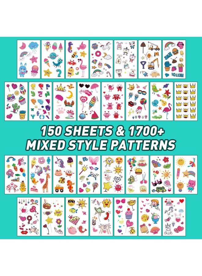 Metker Temporary Tattoo Kids - 150 Sheets & 1700+ Patterns | Boosts Imagination/Creativity & Easy-Clean | Ideal for Party Favors, Arts & Crafts, Goodie Bags (Non-Toxic, Safe for Skin)-B - Image 2