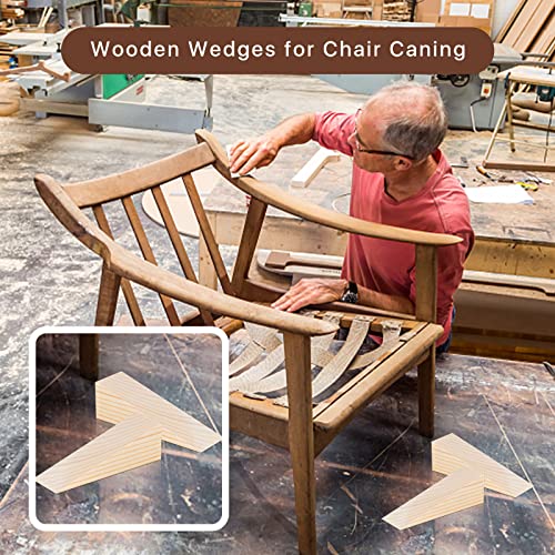 Elesunory 20 Pack Wooden Wedges for Chair Caning Supplies, Non Slip Wood Door Stopper, Triangle Wood Block for Chair Caning Door Stop - Image 4