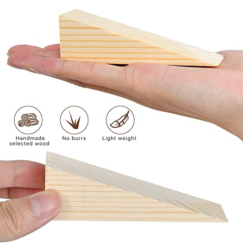 Elesunory 20 Pack Wooden Wedges for Chair Caning Supplies, Non Slip Wood Door Stopper, Triangle Wood Block for Chair Caning Door Stop - Image 3