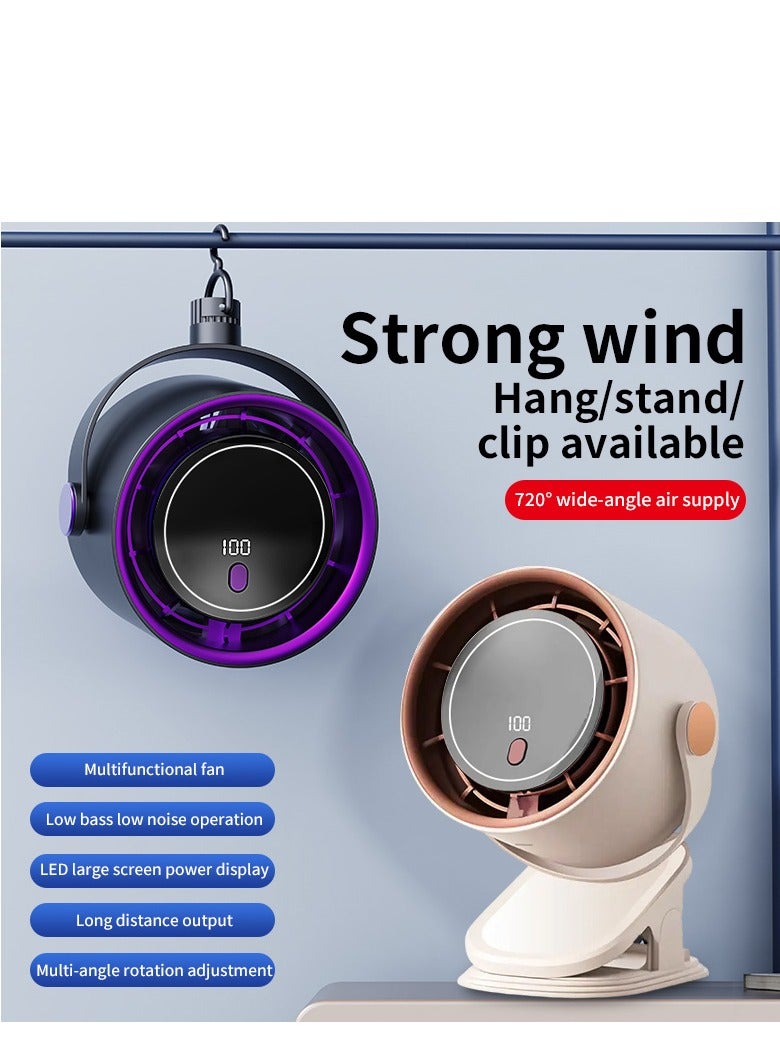 Table Fans, turbofan, Clip fan, Quiet Wall-Mounted Desk Fan, Digital Display Rechargeable USB Fan, 115°Tilt, 100 Speeds, Long Lasting Power, Portable Fan for Home Office Kitchen Travel Camping  - Image 5