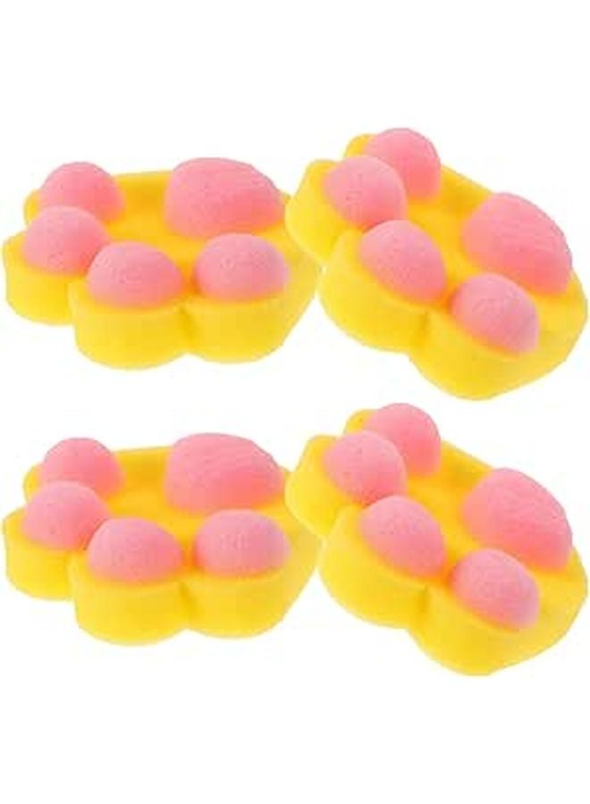 Soft Cat Claw Bath Sponges 4 Pack Exfoliating Washcloths For Newborn Baby Shower - Image 1