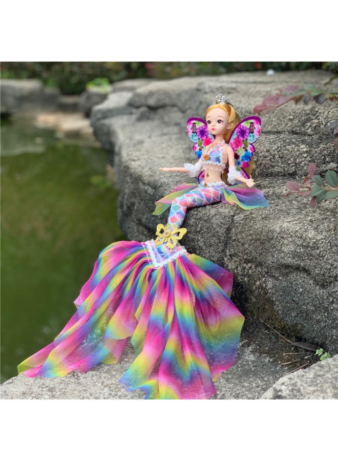 Dragon Princess Mermaid Doll Girl Toy Children's Birthday Gift Doll Doll Manufacturer Supply-Color:Music Light Gauze Tail Fish Colorful Wings (wings Color Random) - Image 1