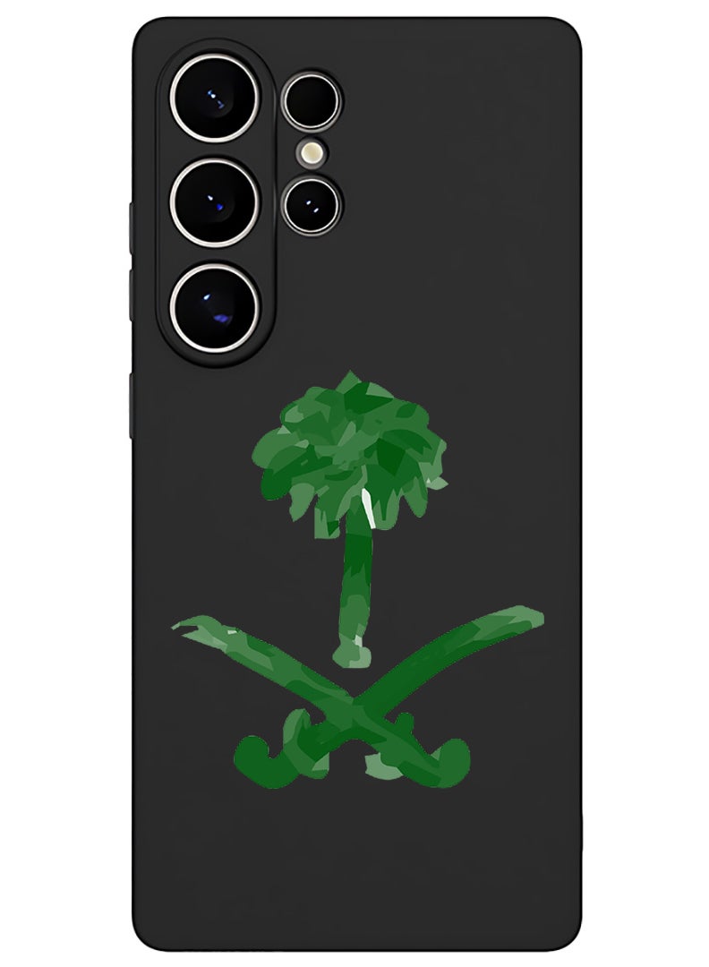 Theodor Protective Slim Fit Case Liquid Silicone Cover with Full Body Protection Anti-Scratch Shockproof Case For Samsung Galaxy S25 Ultra (Black) - KSA symbol - Image 1