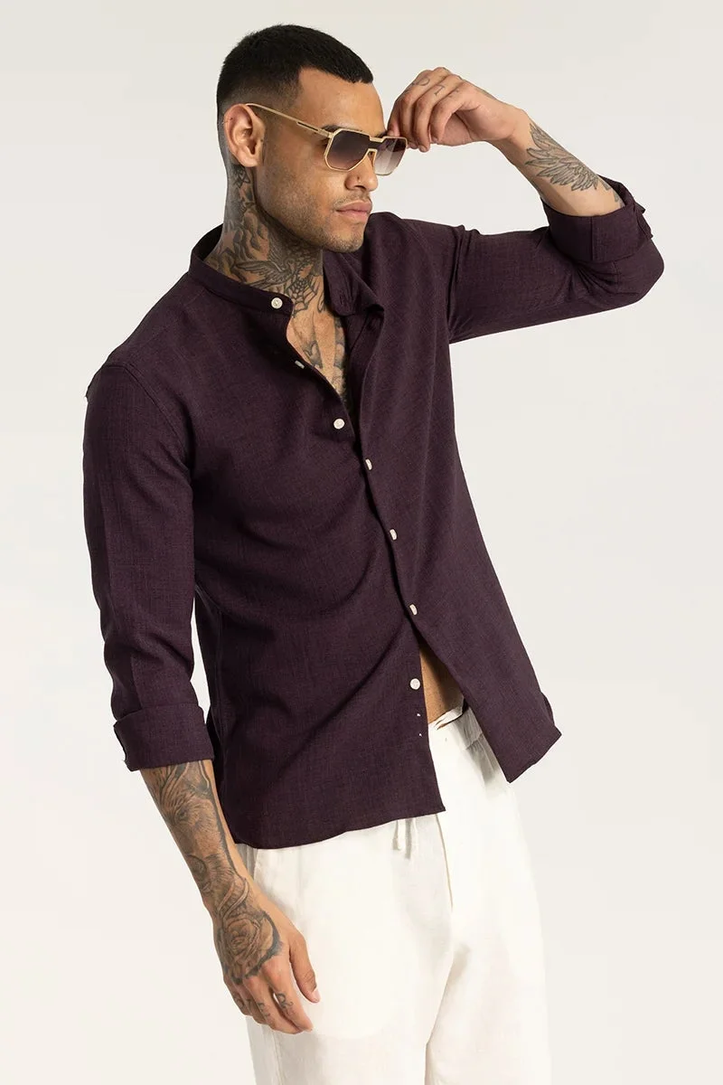 SNITCH Purple Mandarin Linen Shirt