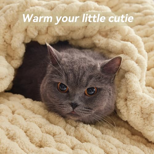 Negwoo Chunky Knit Throw Blanket, 50''*60'' Knitted Throw Chenille Yarn for Bed Couch, Handmade Oatmeal Crochet Big Thick Blanket, Machine Washable Cute Comfy Blanket for Home Decor - Image 4