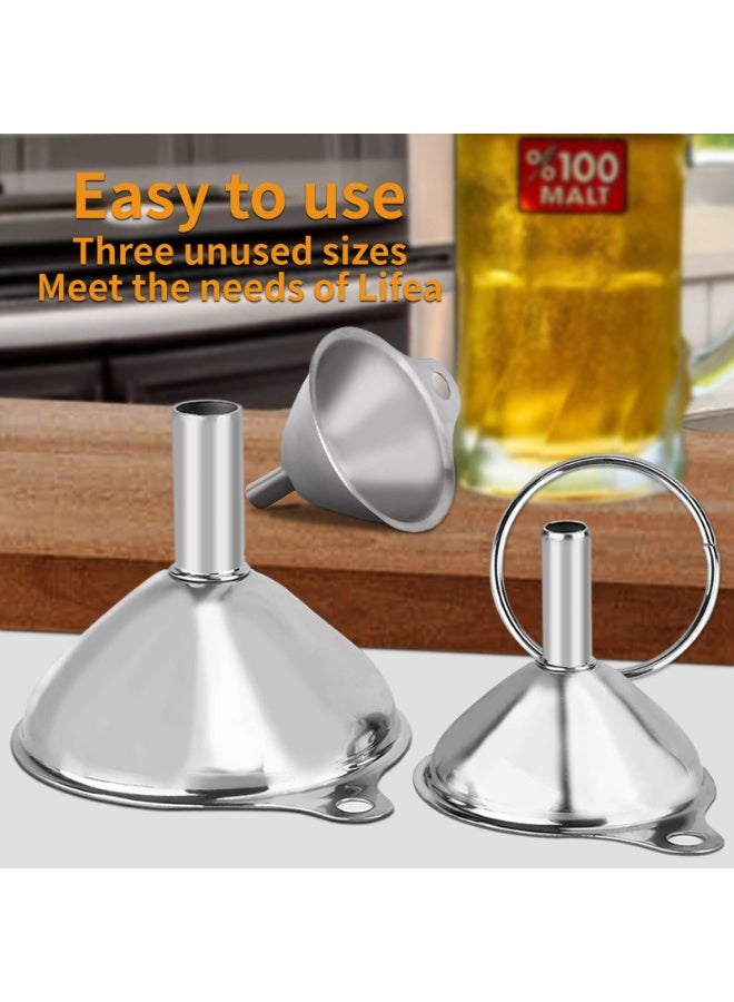 6-Piece Stainless Steel Funnel Set – Food Grade 304, Large Medium Small Funnels + 2 Cleaning Brushes, Silver - Image 5