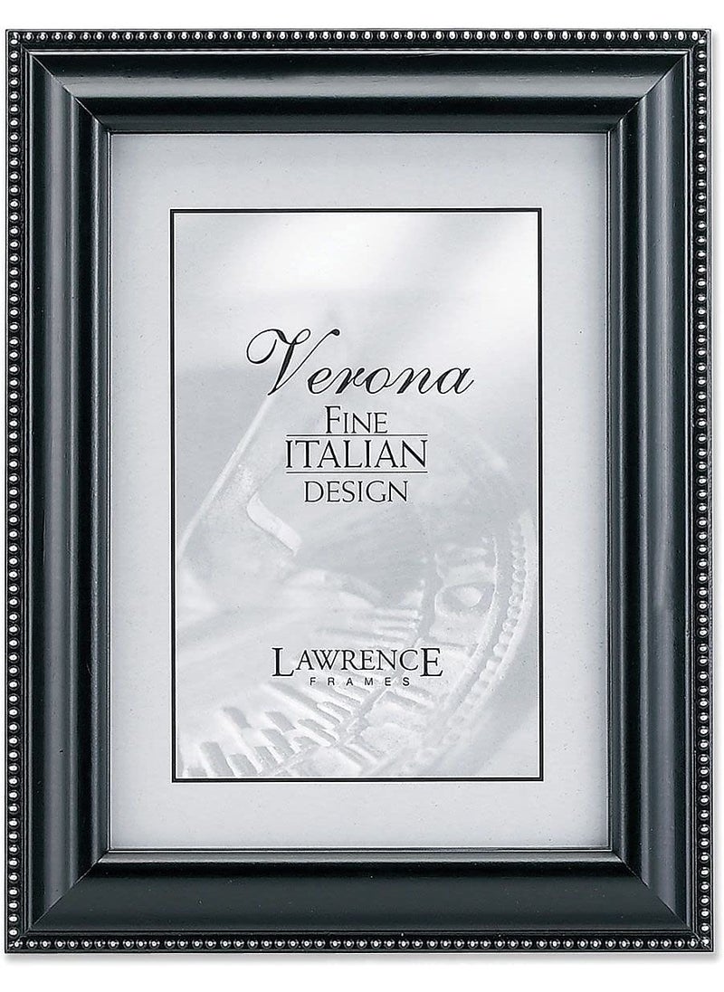 Lawrence Frames Lawrence Frames Black Finish 4x6 Picture Frame - Silver Bead Design 