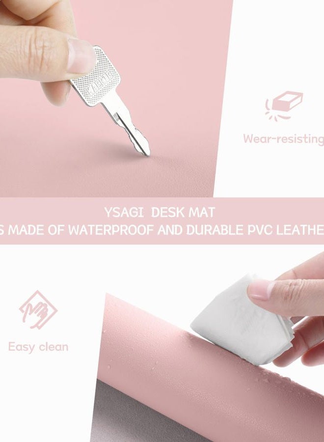 YSAGi Non-Slip Desk Pad,Mouse Pad,Waterproof PVC Leather Desk Table Protector,Ultra Thin Large Desk Blotter, Easy Clean Laptop Desk Writing Mat for Office Work/Home/Decor(Pink, 31.5" x 15.7") - Image 5