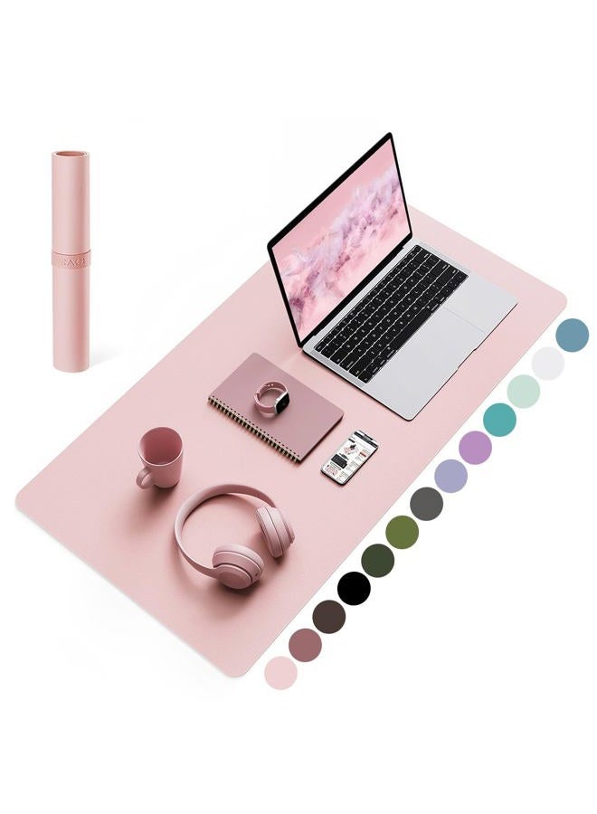 YSAGi Non-Slip Desk Pad,Mouse Pad,Waterproof PVC Leather Desk Table Protector,Ultra Thin Large Desk Blotter, Easy Clean Laptop Desk Writing Mat for Office Work/Home/Decor(Pink, 31.5" x 15.7") - Image 1