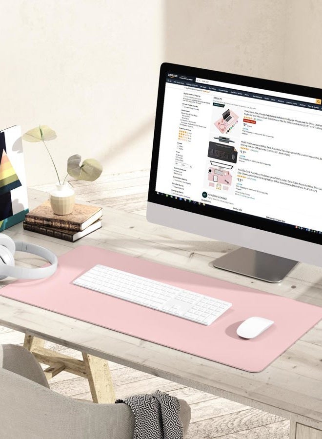 YSAGi Non-Slip Desk Pad,Mouse Pad,Waterproof PVC Leather Desk Table Protector,Ultra Thin Large Desk Blotter, Easy Clean Laptop Desk Writing Mat for Office Work/Home/Decor(Pink, 31.5" x 15.7") - Image 2