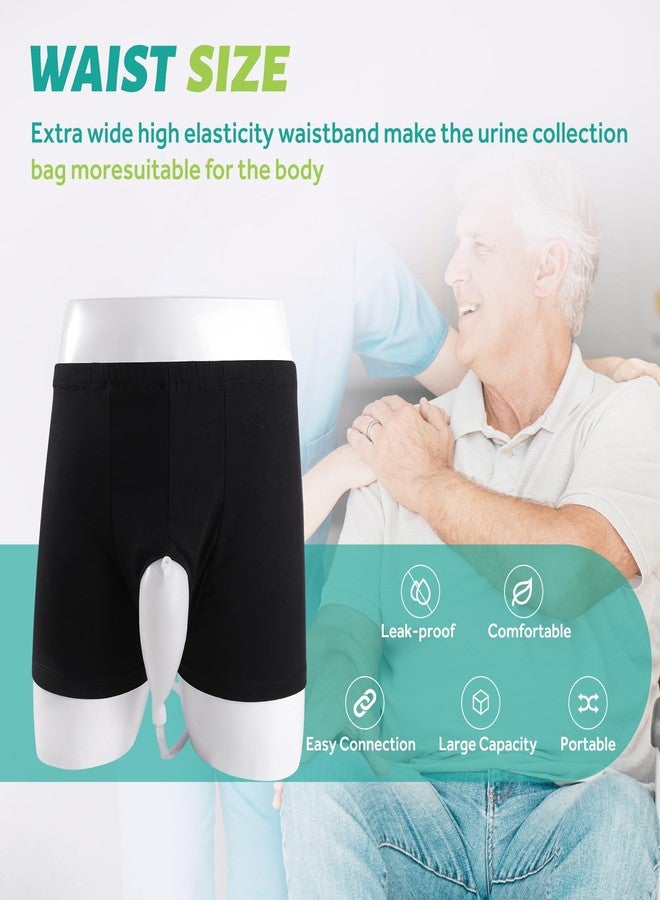 lefeke Wearable Urine Bag Male Urinal Bag Incontinence Pants for Men, Reusable Portable Male Collection Bags Urinal System with Collection Bag Portable Leak Proof Leg Pee for Elder (M) - Image 4