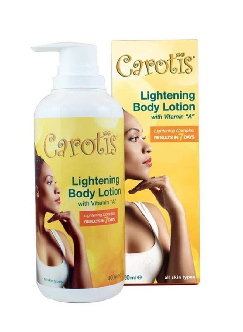 CAROTIS لوشن تفتيح البشرة كاروتيس - 13.5 أونصة سائلة / 400 مل للجسم والركب والمرفقين واليدين مع زيت الجزر وفيتامين أ - Image 1