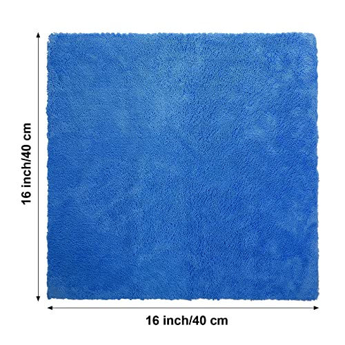 Shimeyao 20 Pcs 16 x 16 Inch Edgeless Microfiber Plush Towels for Cars Detailing Drying Wash Polishing Absorbent Cleaning Cloths 500 GSM Dark Blue - Image 3