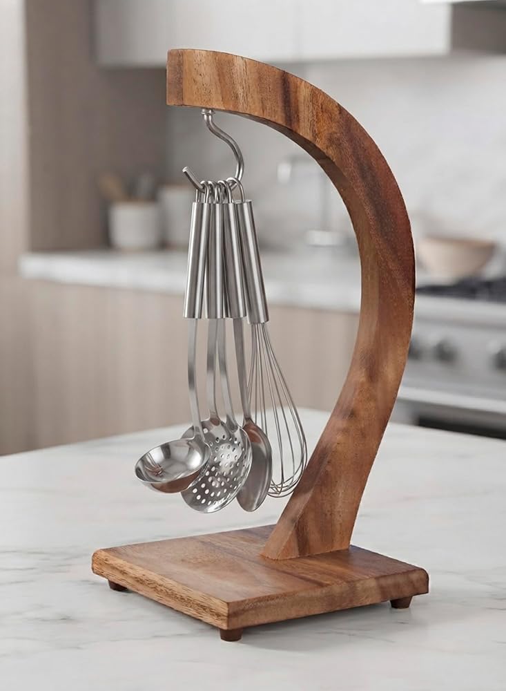 Billi banana tree hanger with hook, grape holder, banana stand, acacia wood utensils fruit storage rack for home kitchen or bar - Image 4