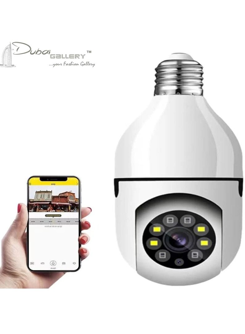 DubaiGallery Bulb Camera, 1080P Security Camera System with 2.4GHz WiFi, 360 Degree Wireless Home Surveillance Cameras, Night Vision, Two Way Audio, Smart Motion Detection - Image 1