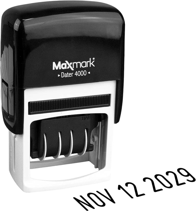 ماكس مارك MaxMark Dater 4000، ختم تاريخ يعمل بنفسه – لون أسود - Image 1