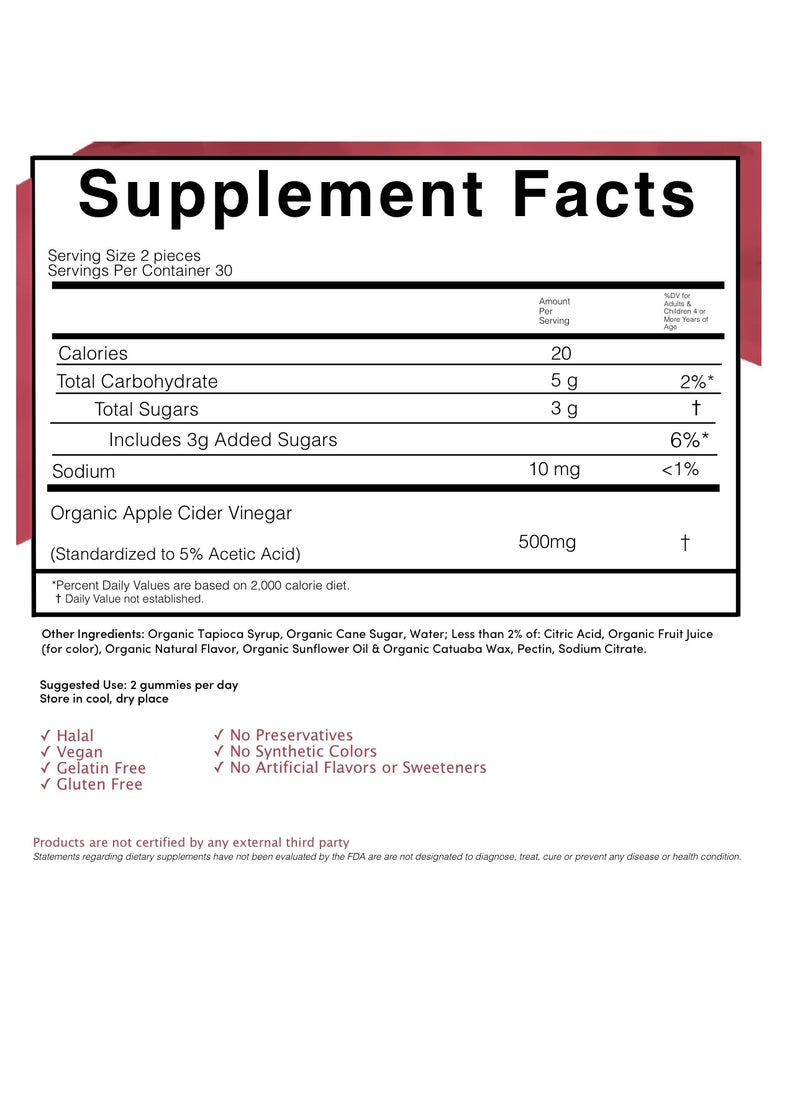 VITAMINA - Vitamina Apple Cider Vinegar 60's Gummies - Image 1