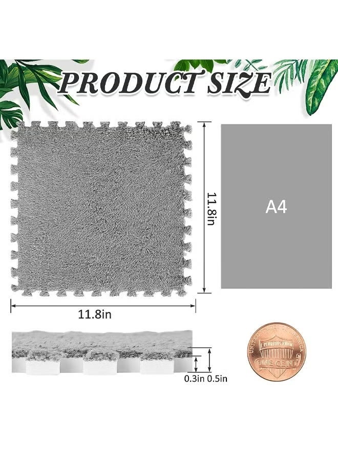 Interlocking Carpet Shaggy Soft EVA Foam Mats Fluffy Area Rugs Protective Floor Tiles Exercise Play Mat for Children Kids Room Home Parlor Bedroom 6pcs - Image 2