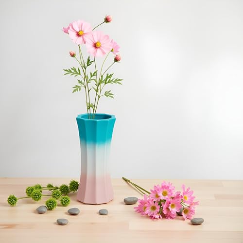 Lasaki Vanya Small vase 3t PWA Ceramic Flower Vase for Living Room, Bedroom, Dining Table, Home Decoration, Artificial Flowers|D- 6.5 X H - 13 cm|Flowers not Included - Image 1