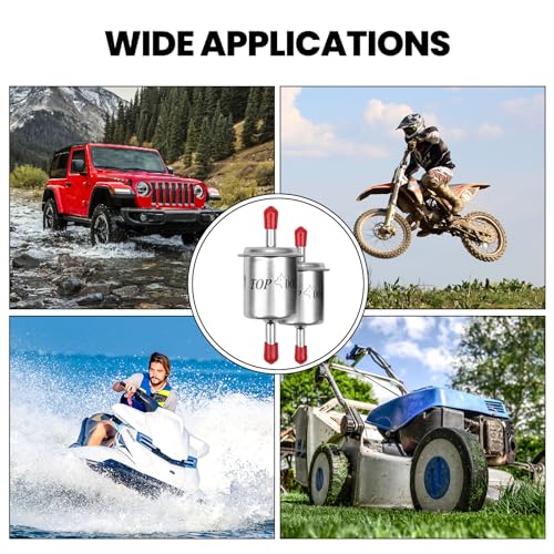 XYRVICT 1/4 Inline Fuel Filter - 50 Micron High Pressure Aluminum Gas Filter - Automotive Diesel Fuel Filters for Lawn Mower Small Engine Motorcycle ATV Marine Truck Tractor Boat, High Flow (1/4 Inch) - Image 3