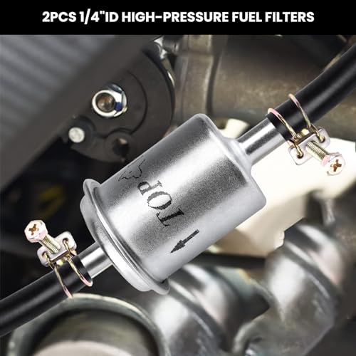 XYRVICT 1/4 Inline Fuel Filter - 50 Micron High Pressure Aluminum Gas Filter - Automotive Diesel Fuel Filters for Lawn Mower Small Engine Motorcycle ATV Marine Truck Tractor Boat, High Flow (1/4 Inch) - Image 4
