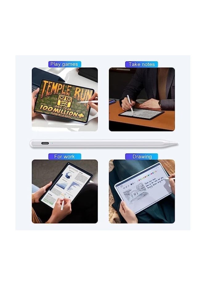 Generic - Universal Active Stylus Pen Quick Charge Palm Rejection Tilt Sensor Stylus Pen Pencil for Apple iPad/Pro/Air/iPhone/iOS Android Microsoft Samsung Lenovo Tablets Writing Drawing Extra nib (White) - Image 1