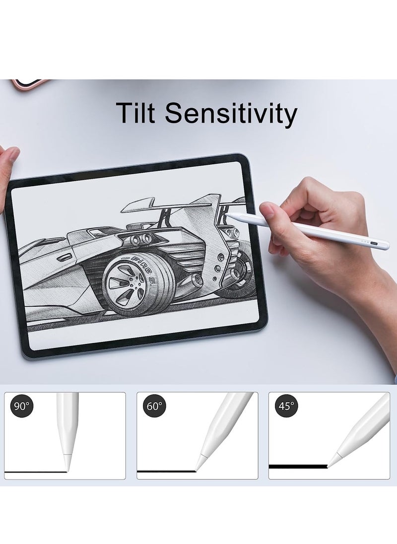 Generic - Universal Active Stylus Pen Quick Charge Palm Rejection Tilt Sensor Stylus Pen Pencil for Apple iPad/Pro/Air/iPhone/iOS Android Microsoft Samsung Lenovo Tablets Writing Drawing Extra nib (White) - Image 1